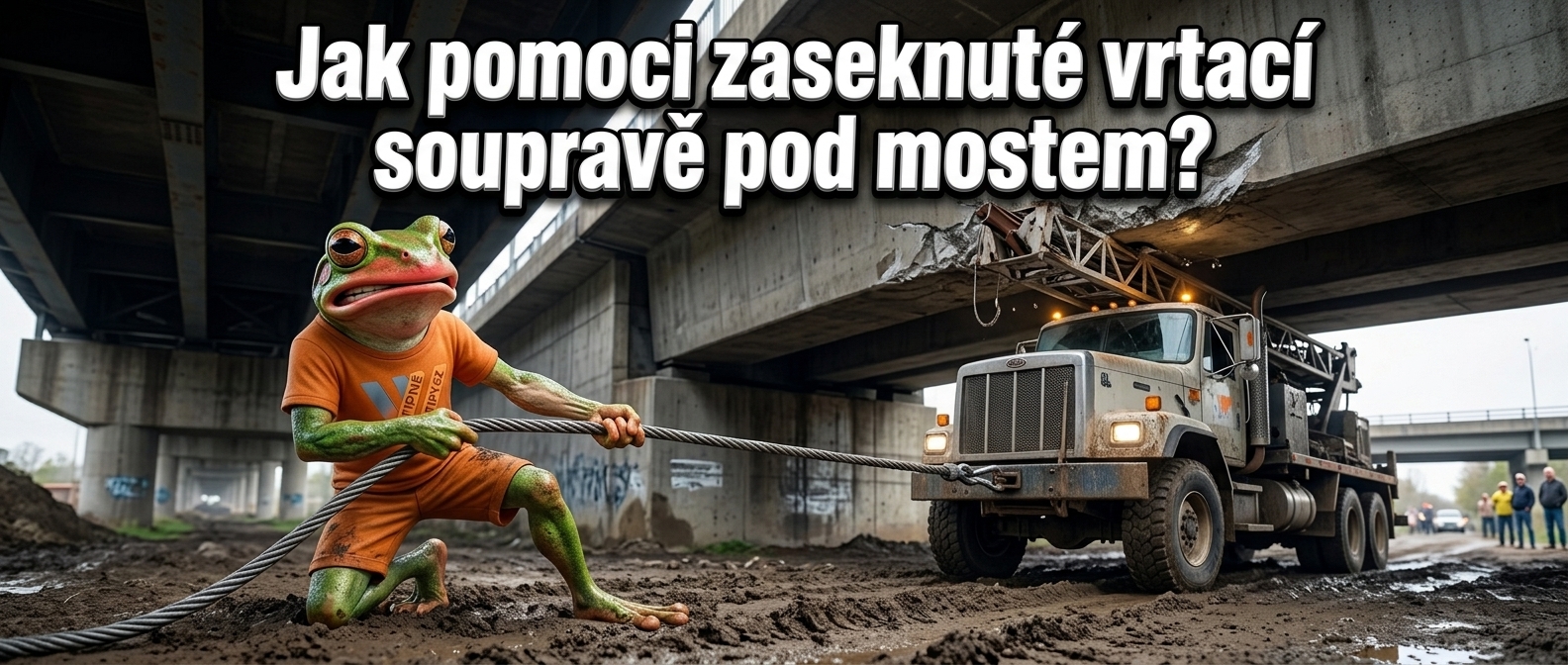 Vtipné Vtipy - Jak pomoci zaseknuté vrtací soupravě pod mostem